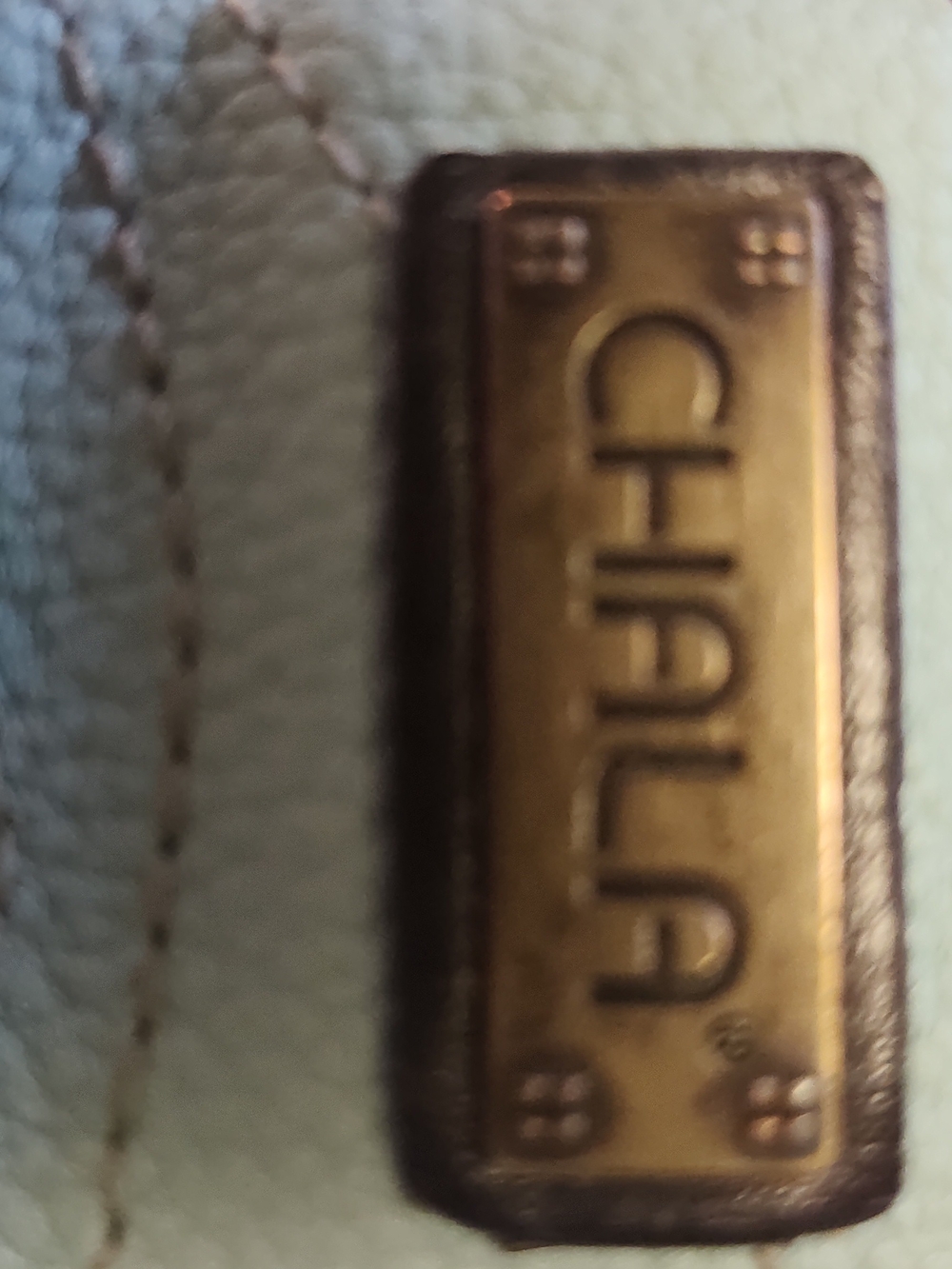 Chala Men's Light Blue Leather Crossbody Bag with Brass Logo